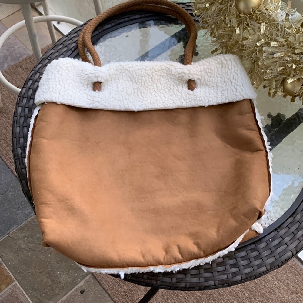 NWOT faux suede and shearling winter tote